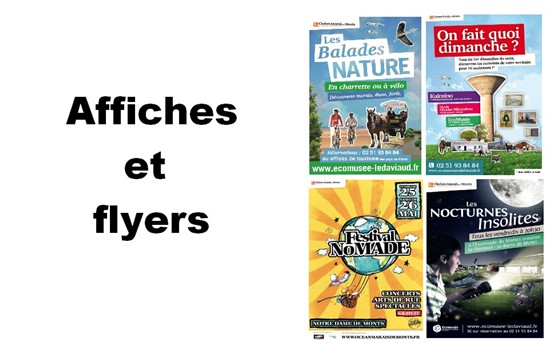 Réalisations: Brochures, affiches, flyers, signalétique, kakémonos